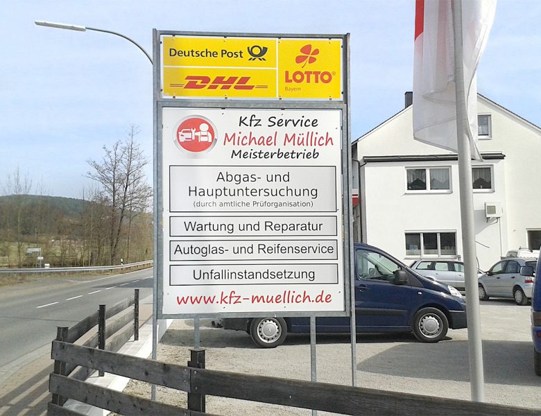 Raithel Werbetechnik und Textildruck - KFZ Service Müllich - Beschilderung - Schilderbeschriftung - Oberhaid