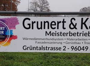 Sportplatzwerbung | Grunert & Kaiser – Putz- u. Maler GmbH | Bamberg